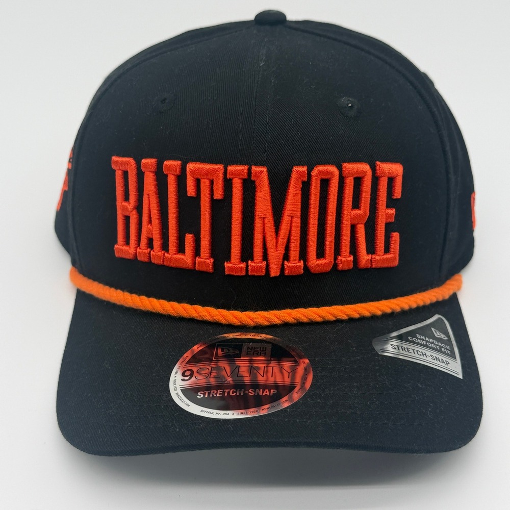 New Era 9SEVENTY Baltimore Orioles Hat Mens OSFM Black Orange Snapback MLB